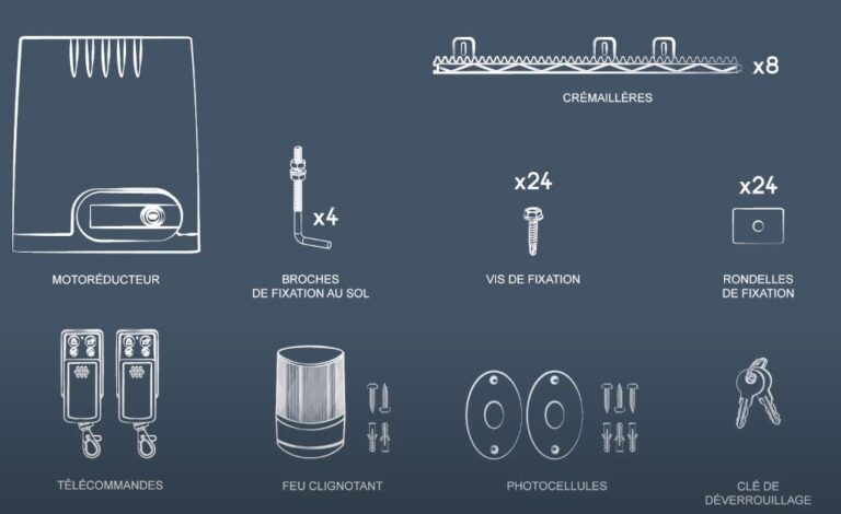 Contenu du kit moteur coulissant Avidsen Orea 550 référence 114460