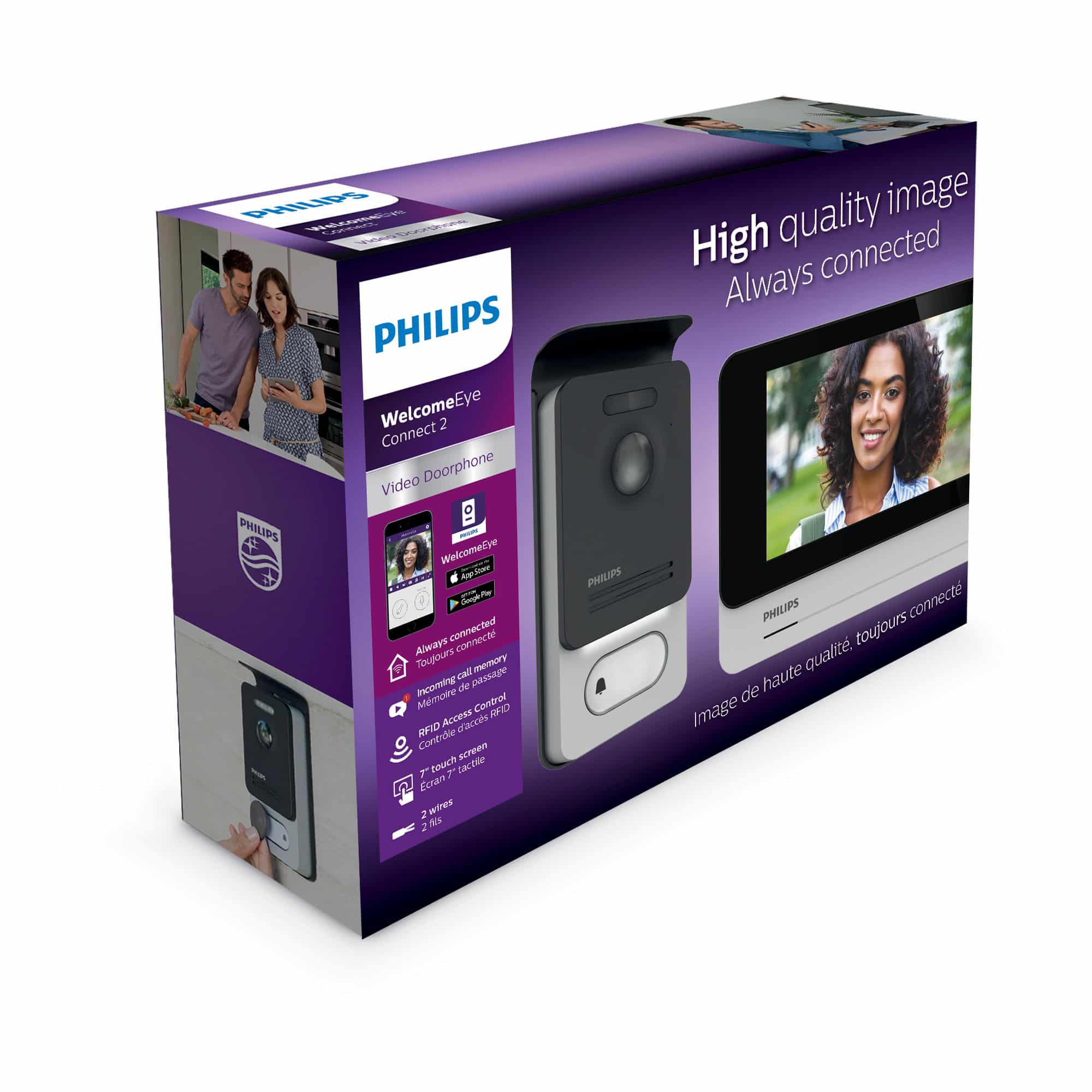 Visiophone connecté smartphone - WelcomeEye Connect 2 - Philips - 531036 -  2 kits visiophones Connect 2 - Brico Privé