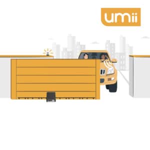 a motorized gate with extel umii XC250 motor opens to let a car through