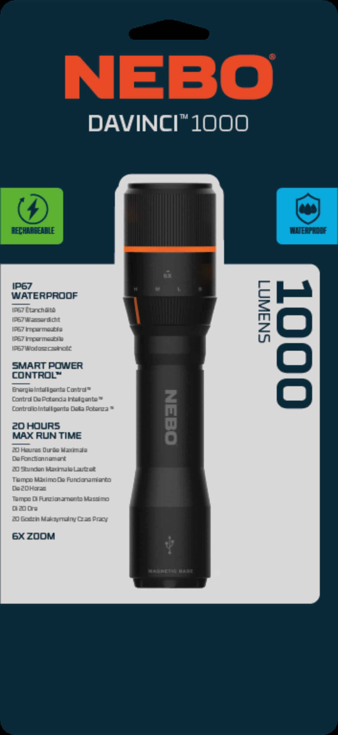 Lampe Torche LED NEBO DAVINCI 1000 – Puissante Et Neuve (NEB.FLT.0018.G)