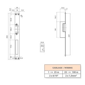 Dimensions gâche encastrable 109031